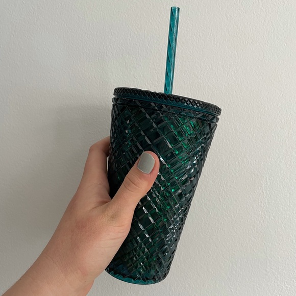 Starbucks Emerald Green Grande Jeweled Grid Cold Cup Tumbler - Picture 3 of 4